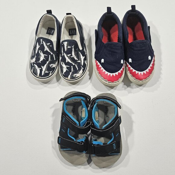 Toddler Boys Shoe Bundle – 3 Pairs – Size 8–11 – Sharks, Sandals & More! - Picture 1 of 11
